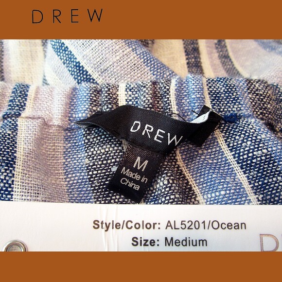 DREW by Anthropologie NEW EMERSON Striped Bandeau Side Slit Leg Jumpsuit M - Picture 5 of 12